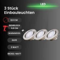 LED Einbauleuchten Fit, Nickelmatt, Bohrloch 6,8 cm, 3x3W, 3000K, schwenkbar – Briloner