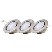 LED Einbauleuchten Fit, Nickelmatt, Bohrloch 6,8 cm, 3x3W, 3000K, schwenkbar – Briloner