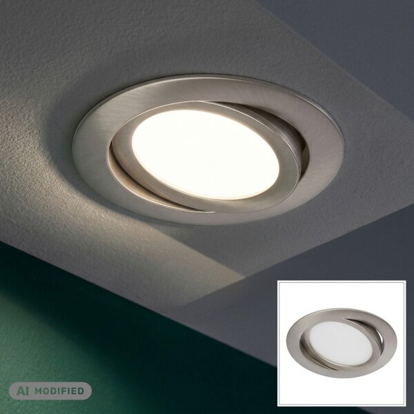 Einbauleuchte Briloner Flat In LED Einbaulampe Nickelmatt 9 W Neutralweiß schwenkbar