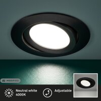 LED Einbaulampe Flat In, Schwarz, Bohrloch 8,6 cm, 7...