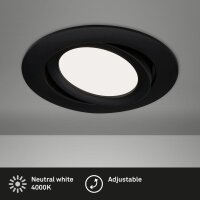 LED Einbauleuchte Flat In, Schwarz, Bohrloch 8,6 cm, 7 Watt, schwenkbar, Ø 10,6 cm – Briloner
