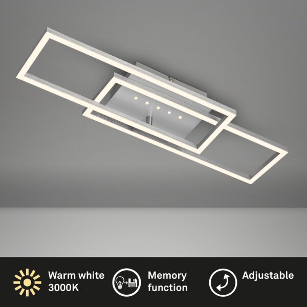 Deckenleuchte Briloner Frame 28 Watte LED Deckenlampe getrennte Schaltung über Wandschalter Chrom-matt