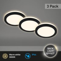 Briloner LED Einbauleuchten 3er Set Schwarz IP44...