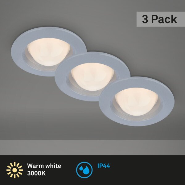 Einbauleuchten Briloner 3er Set Chrom-matt LED Einbauspot IP44