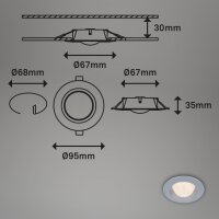 Einbauleuchten Briloner 3er Set Chrom-matt LED Einbauspot IP44
