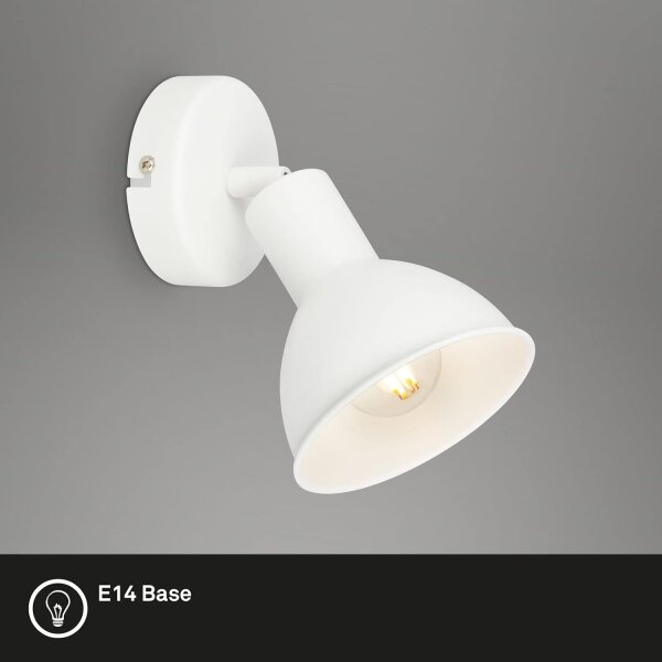 Wandstrahler Retro, Weiß, 25 Watt, E14-Fassung, 11 x 9 cm – Briloner
