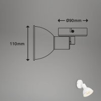 Wandstrahler Retro, Weiß, 25 Watt, E14-Fassung, 11 x 9 cm – Briloner
