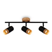 Strahler Briloner 3er Spot Schwarz Holz Deckenlampe...