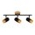 3-flammiger Deckenspot 3er, Schwarz / Holz, 3x9W, GU10-Fassung, 47 x 9 x 15 cm – Briloner