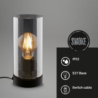 Tischleuchte Briloner Schwarz mit Rauchglas Tischlampe