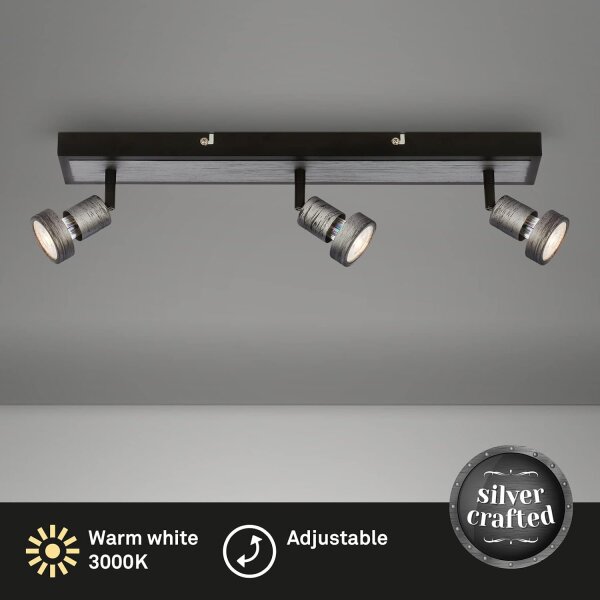 Strahler Briloner Silver Crafted 3er Spot 4,9 Watt LED GU10 Deckenlampe Deckeleuchte