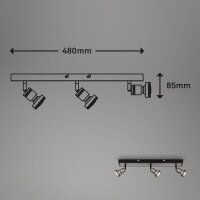 3-flammiger Deckenstrahler, Silver Crafted, 3x4,9W, 460lm, 3000K, 48 x 8,5 cm – Briloner