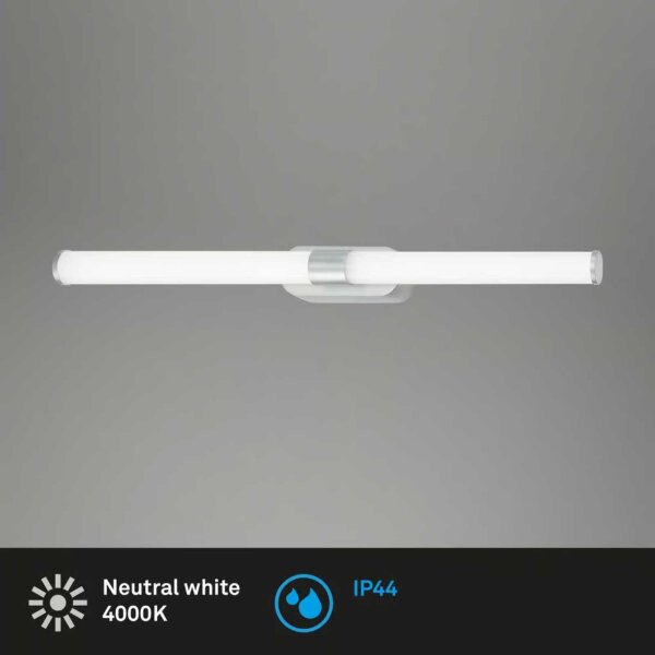 LED Spiegelleuchte, Chrom-matt, 9 Watt, 920lm, 4000K, IP44, 60 x 6,5 x 4,5 cm – Briloner