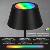 Akku-Leuchte Briloner RGB LED SchwarzDimmbar Akku-Lampe