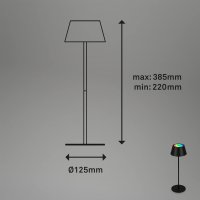 Akku-Leuchte Briloner RGB LED SchwarzDimmbar Akku-Lampe