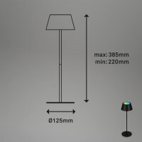 Akku-Tischleuchte, Schwarz, 2,6 Watt, RGB, IP44, Ø 12,5 cm – Briloner