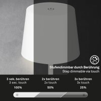 Akku-Tischlampe Akku-Leuchte, Weiß, 2,6 Watt, 3000K, dimmbar, Ø 10,5 cm – Briloner