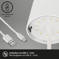 Akku-Tischlampe Akku-Leuchte, Weiß, 2,6 Watt, 3000K, dimmbar, Ø 10,5 cm – Briloner