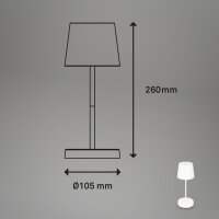 Akku-Tischlampe Akku-Leuchte, Weiß, 2,6 Watt, 3000K, dimmbar, Ø 10,5 cm – Briloner