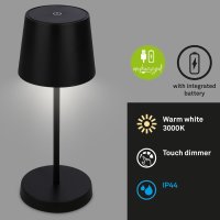 Akku-Leuchte Briloner LED schwarz Dimmbar Akku-Lampe