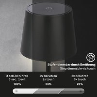 Akku-Leuchte Briloner LED schwarz Dimmbar Akku-Lampe