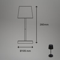 Briloner LED Akku-Tischleuchte 7423015 – Kabellose Touchlampe dimmbar, schwarz, 2,6 W, IP44