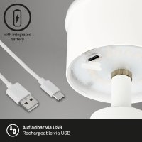 B-Kartonage Briloner Akku Tischleuchte weiß IP44 dimmbar Tischlampe