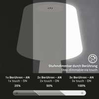 Briloner Akku Tischleuchte weiß IP44 dimmbar Tischlampe