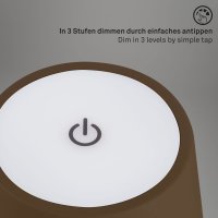 Akku-Leuchte Briloner LED Braun-Gold Dimmbar Akku-Lampe