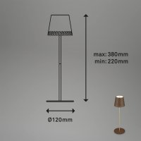 Akku-Leuchte Briloner LED Braun-Gold Dimmbar Akku-Lampe