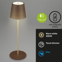 Akku-Tischlampe Akku-Leuchte, Braun-Gold, 2,6 Watt,...