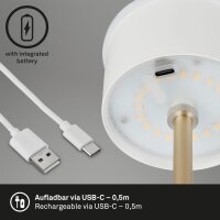 Akku-Tischlampe Akku-Leuchte, Braun-Gold, 2,6 Watt, 3000K, dimmbar, Ø 12 cm – Briloner