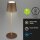 Akku-Tischlampe Akku-Leuchte, Braun-Gold, 2,6 Watt, 3000K, dimmbar, Ø 12 cm – Briloner