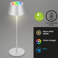 Akku-Leuchte Briloner RGB LED silber Dimmbar Akku-Lampe