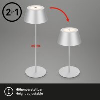 Briloner LED RGB Akku-Tischleuchte 7466018 – Kabellose Touchlampe mit Farbwechsel, silber, 2,6 W