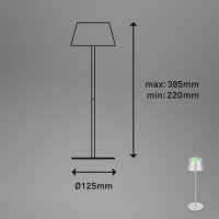 Briloner LED RGB Akku-Tischleuchte 7466018 – Kabellose Touchlampe mit Farbwechsel, silber, 2,6 W
