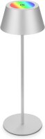 Briloner LED RGB Akku-Tischleuchte 7466018 – Kabellose Touchlampe mit Farbwechsel, silber, 2,6 W