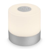 Akku-Leuchte Briloner Mini Tischlampe Silber Touch-Dimmer USB IP44