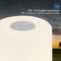 Akku-Leuchte Briloner Mini Tischlampe Silber Touch-Dimmer USB IP44