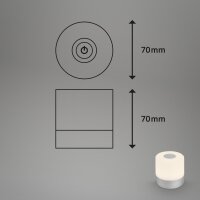 Akku-Tischlampe Akku-Lampe Mini, Silber, 2 Watt, 2700K, Touchdimmer, IP44 – Briloner