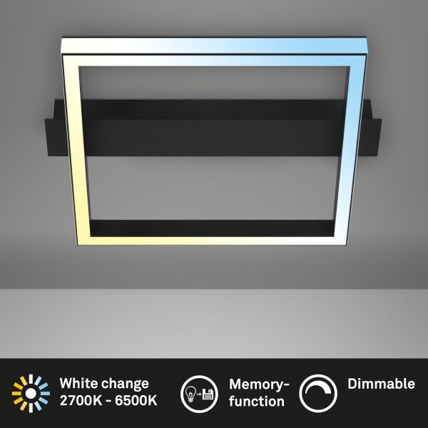 Deckenleuchte Briloner Frame 26 Watt LED Schwarz Fernbedienung CCT dimmbar Deckenlampe