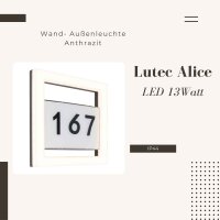 Lutec Alice LED Außenwandleuchte mit Hausnummer 13W IP44 Anthrazit/Silber