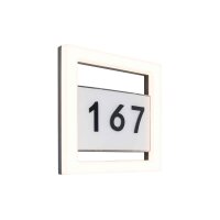 Lutec Alice LED Außenwandleuchte mit Hausnummer 13W IP44 Anthrazit/Silber
