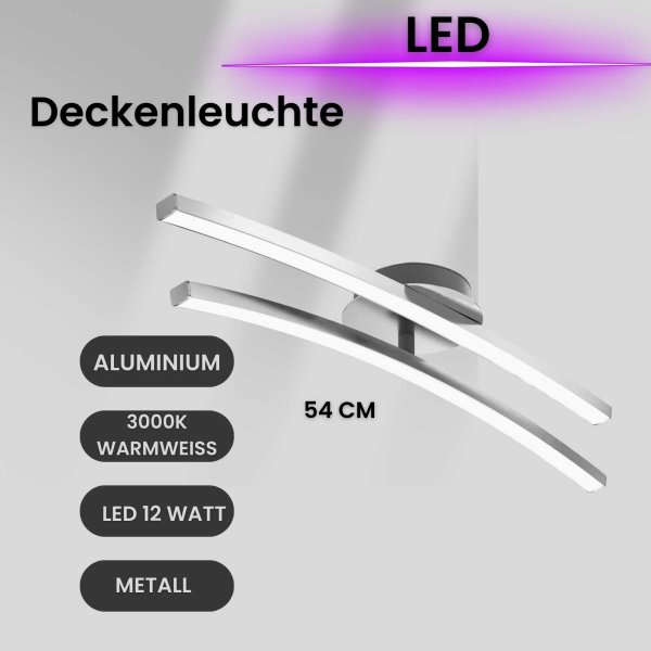 Deckenlampe LED Deckenleuchte 2-flammig schwenkbare Leuchtmodule 12 Watt