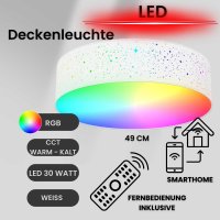 Deckenlampe WiFi LED Deckenleuchte Stoff mit CCT RGB...