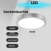 Deckenleuchte LED Deckenlampe neutralweiß rund...