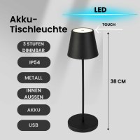 Akku Tischleuchte LED Schwarz USB-Anschluß...