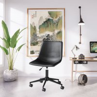 Schreibtischstuhl Esszimmerstuhl Schwarz Kunstleder Rollen höhenverstellbar Stuhl