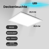 Deckenleuchte LED Panel ultra-flach weiß 29,5 cm 12...