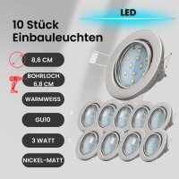 Einbaulampen LED Einbaustrahler Einbauleuchte 10er SET 3W...